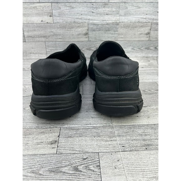 Skechers Relaxed Fit Men Size 10.5 Black Leather Slip‎ On Shoes 204480 Goodyear
